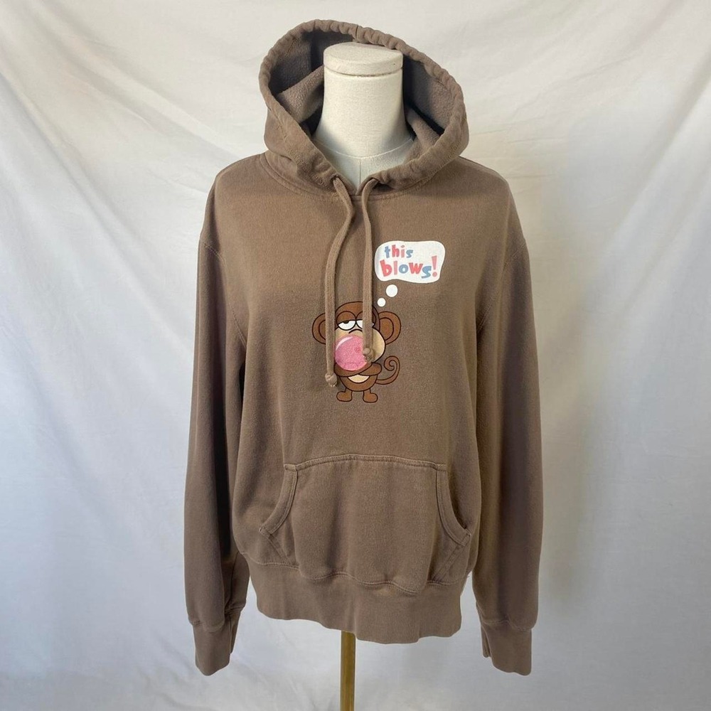 Duck head brown monkey bubble graphic sweatshirt size xl Y2K funny preppy